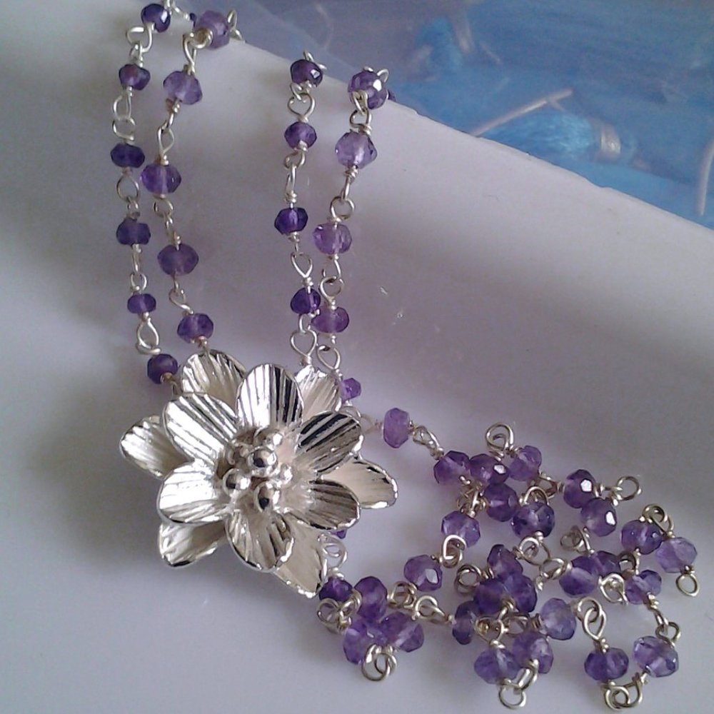 AMETHYST AND STERLING SILVER NECKLACE